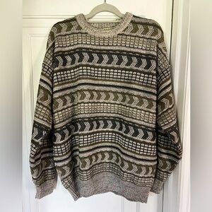 Vintage St. John’s Bay Sweater XL Coogi Styl 90s Chunky Knit Earth Tone Pullover